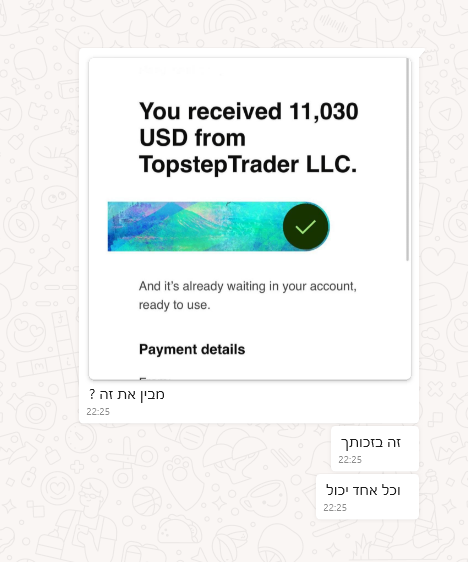 צילום מסך של משיכה של 11,030 דולר